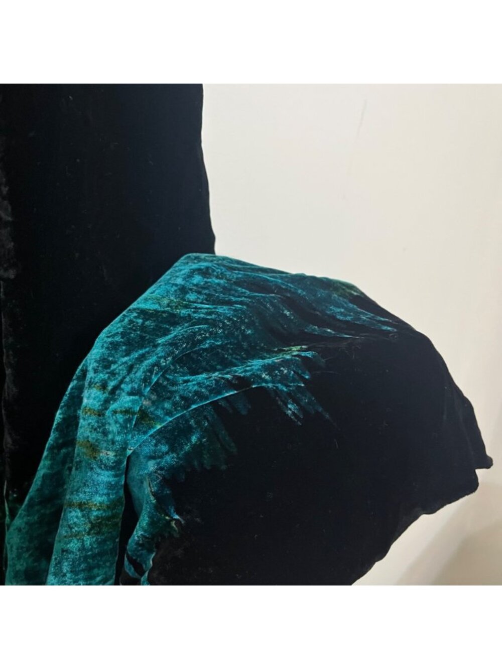 Vtg Giorgio Armani 90s Blue-Green Ombré Silk Velvet Runway Maxi Skirt XL EU 42 - Picture 8 of 15